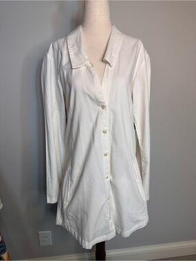 NWT sz M Hurley Wilson Button Down Poplin dress white long sleeve